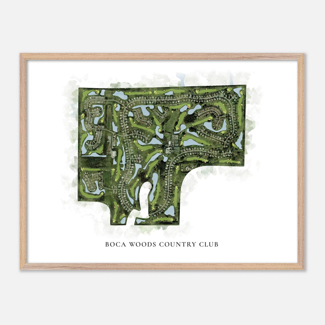 Boca Woods Country Club Watercolor Map, Golf Poster