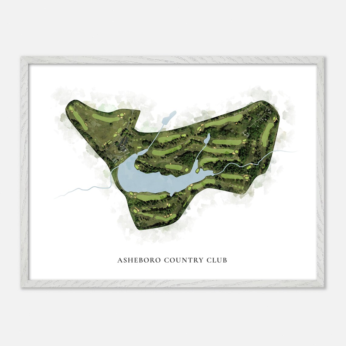 Asheboro Country Club Classic Watercolor Lakeside Map Poster - Image 4