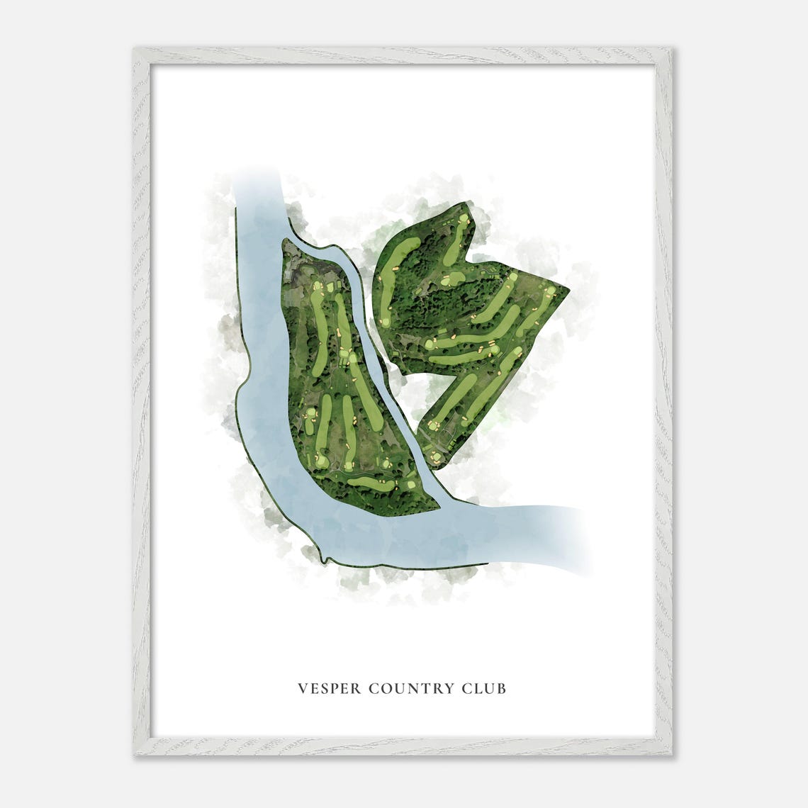 Vesper Country Club Watercolor Aerial Riverside Course Map Poster - Image 2