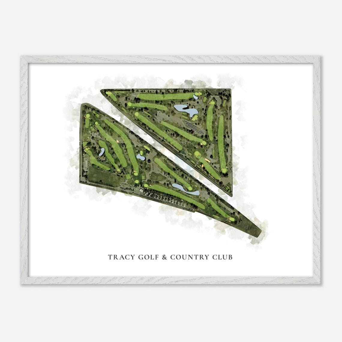 Tracy Golf and Country Club Classic Watercolor Course Map Poster - Image 4
