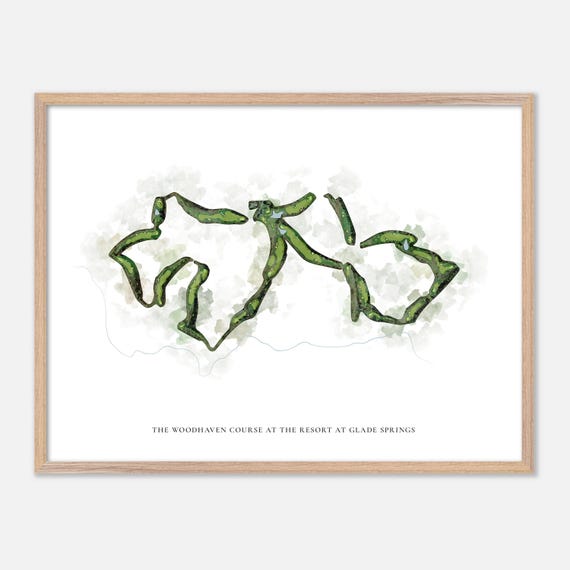 The Woodhaven Course At The Resort At Glade Springs In Shady Spring West Virginia Classic Watercolor Map Golfer Gift Golf Wall Art