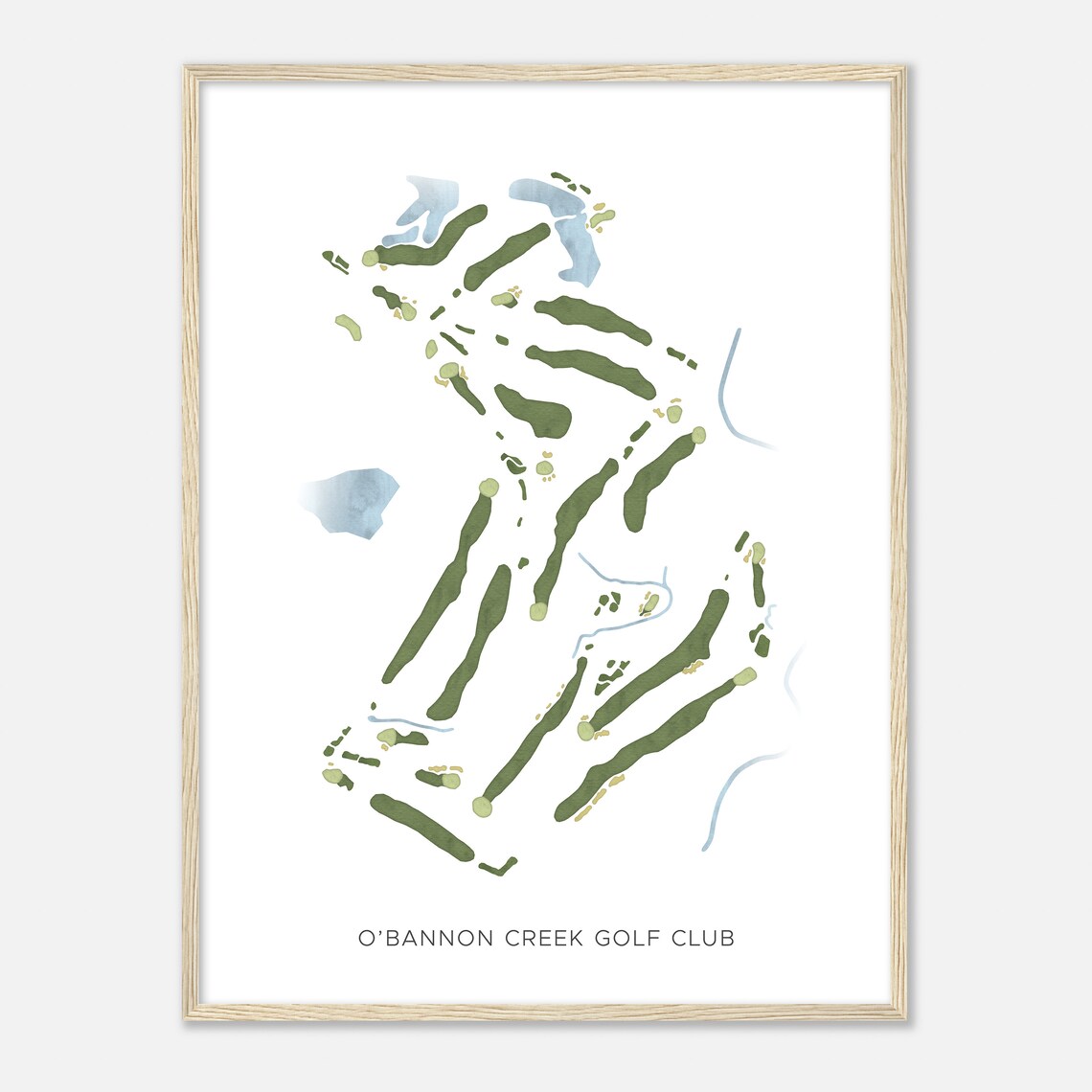 O'Bannon Creek Golf Club Watercolor Golf Course Map Poster for Golfers