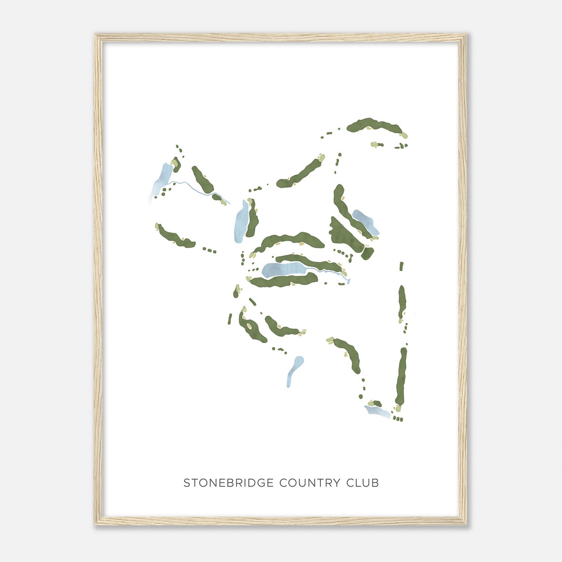 Stonebridge Country Club Modern Minimalist Course Map Poster