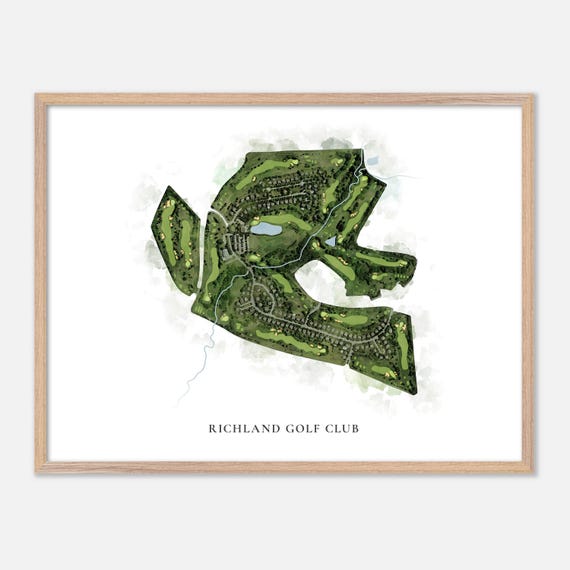 Richland Golf Club In Middletown Maryland Classic Watercolor Map Golfer Gift Golf Wall Art Golf Poster Print Course Layout