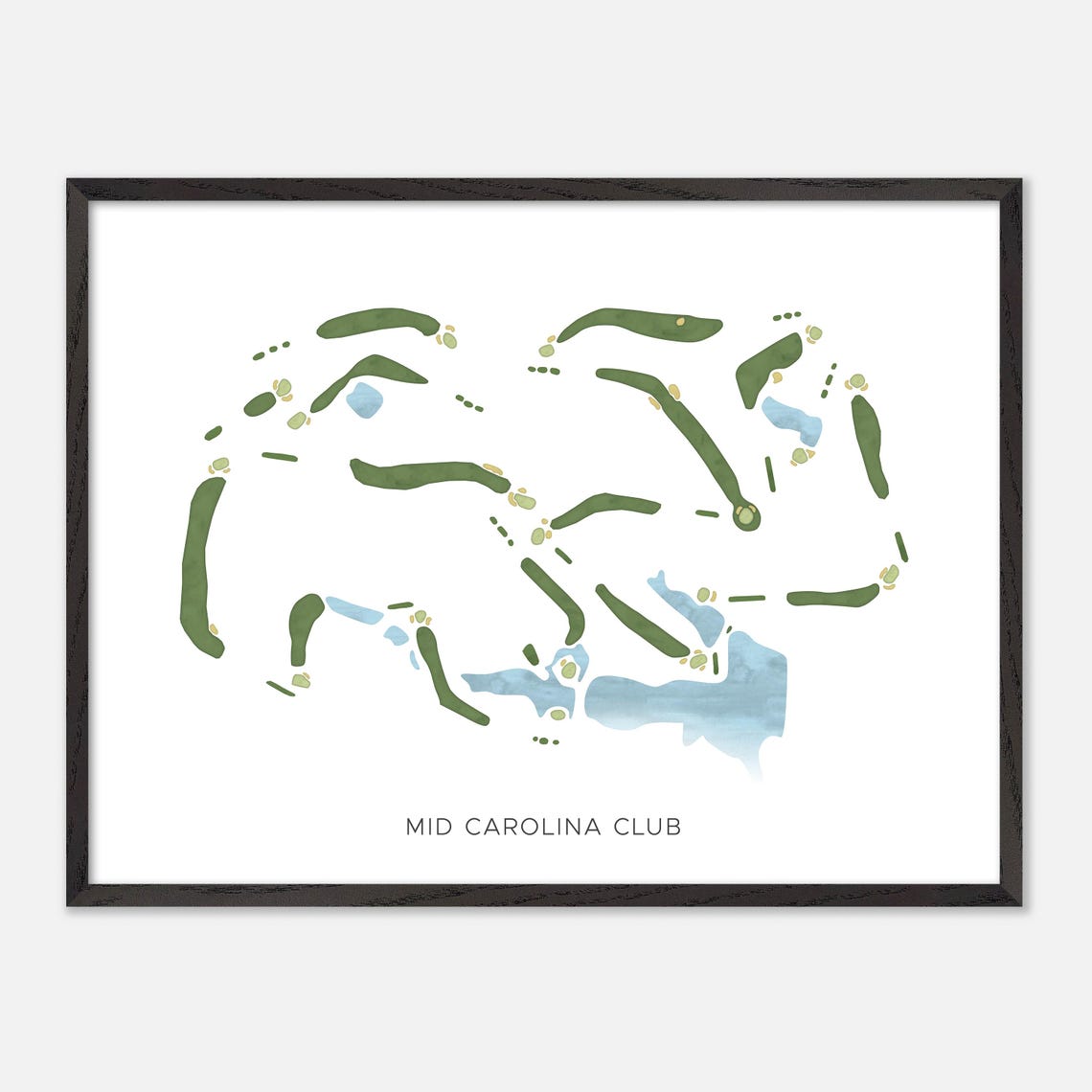 Mid Carolina Club Watercolor Fairway Map Lakeside Layout Poster - Image 5