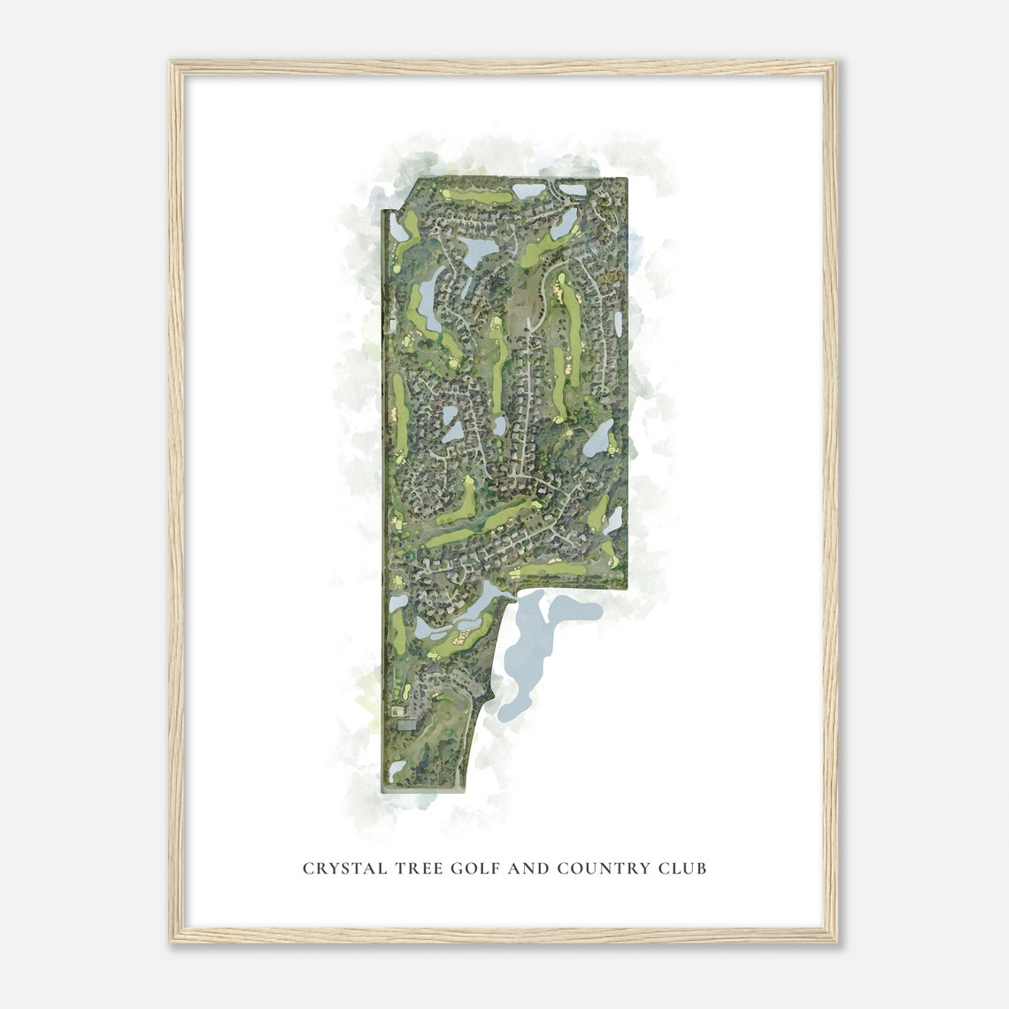 Crystal Tree Golf and Country Club Watercolor Aerial Map Poster - Image 2
