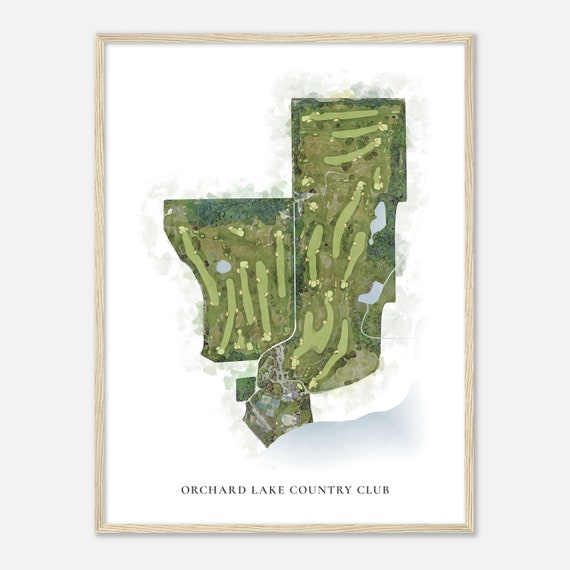 Orchard Lake Country Club Michigan Classic Watercolor Map Golfer Gift Golf Wall Art Golf Poster Print Course Layout