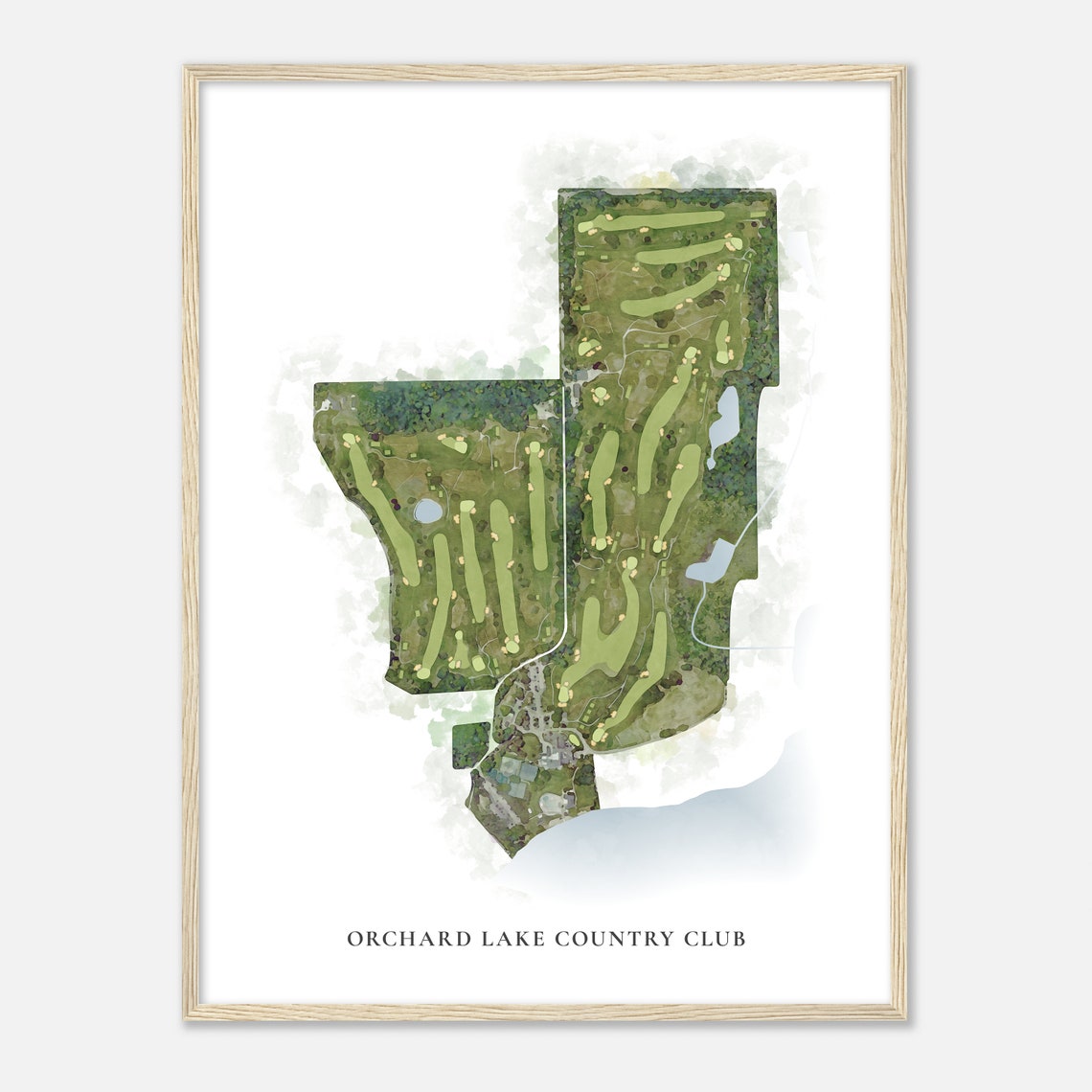 Orchard Lake Country Club Michigan Classic Watercolor Map Golfer Gift Golf Wall Art Golf Poster Print Course Layout