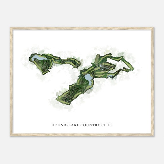 Houndslake Country Club South Carolina Classic Watercolor Map Golfer Gift Golf Wall Art Golf Poster Print Course Layout