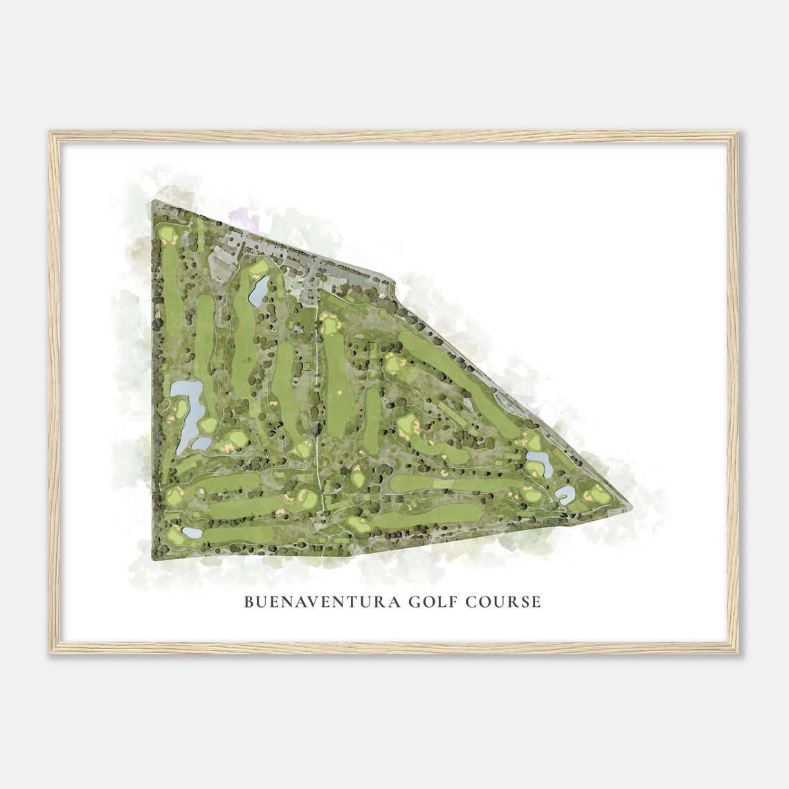 Buenaventura Golf Course California Classic Watercolor Map Art Poster - Image 2