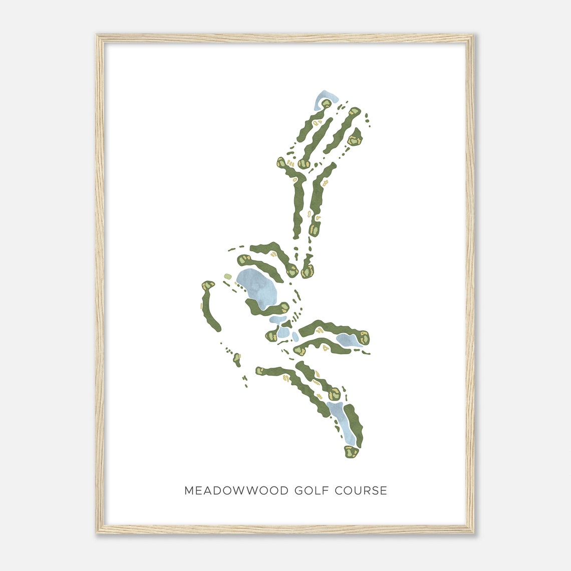 Meadowwood Golf Course Watercolor Map Golfer Gift Poster Art