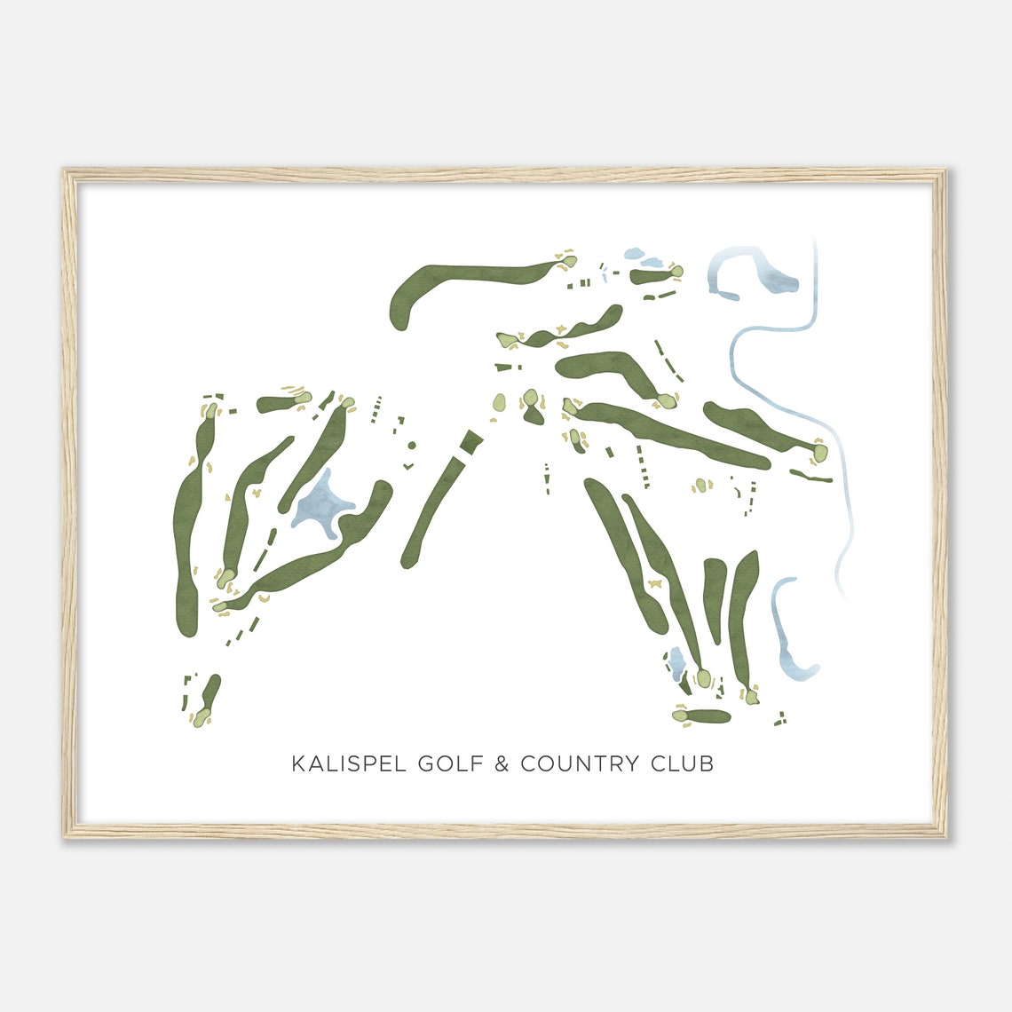 Kalispel Golf & Country Club Modern Watercolor Golf Course Map Poster