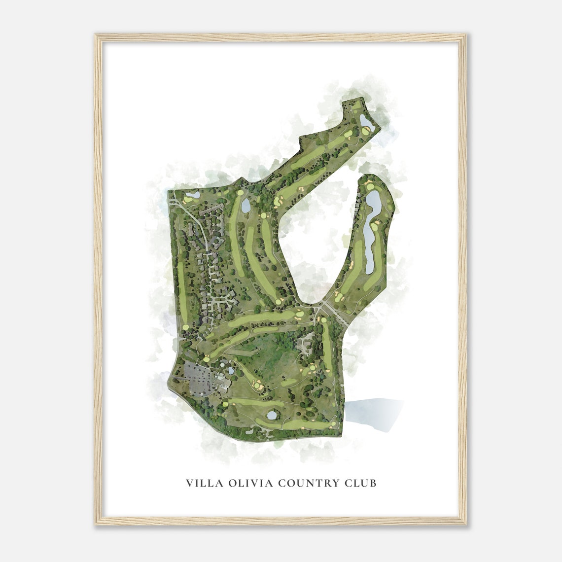 Villa Olivia Country Club Illinois Classic Watercolor Map Golfer Gift Golf Wall Art Golf Poster Print Course Layout - Image 2