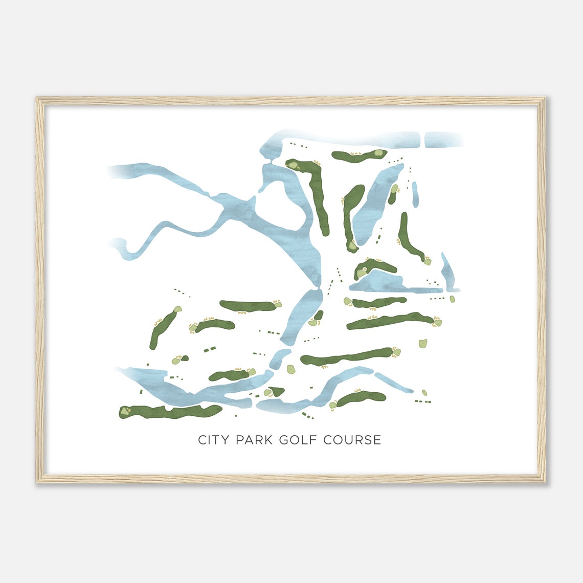 City Park Golf Course Louisiana Modern Watercolor Golf Map Poster - Image 2