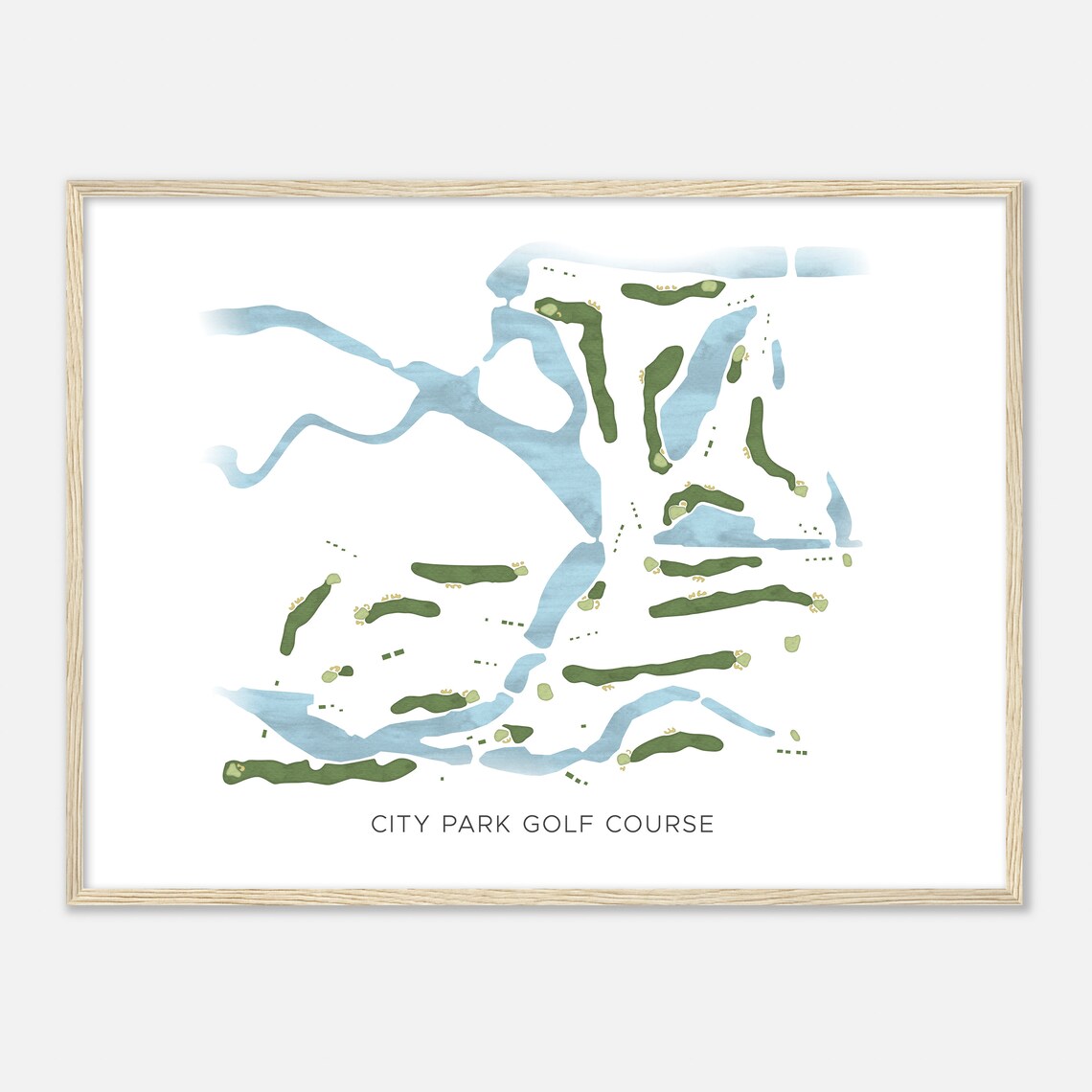 City Park Golf Course Louisiana Modern Watercolor Map Golfer Gift Golf Wall Art Golf Poster Print Course Layout - Image 2