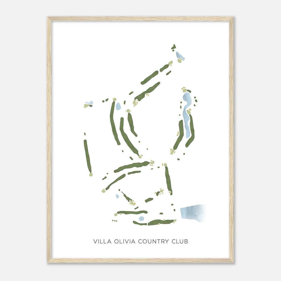 Villa Olivia Country Club Minimalist Watercolor Golf Map Poster - Image 2
