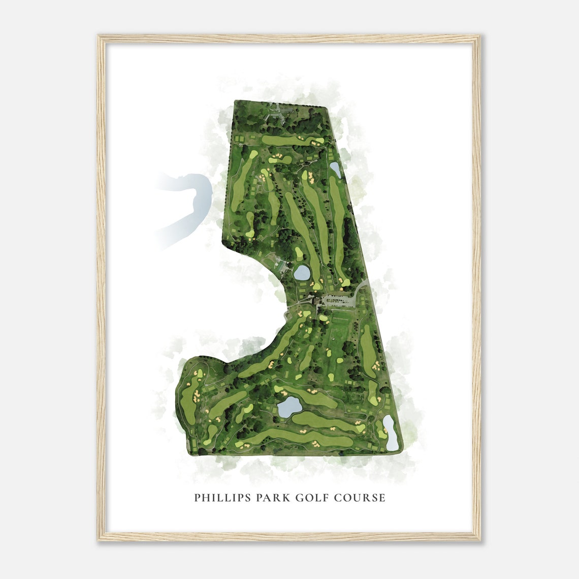 Phillips Park Golf Course Illinois Classic Watercolor Map Golfer Gift Golf Wall Art Golf Poster Print Course Layout