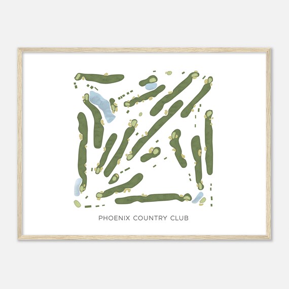 Phoenix Country Club Arizona Modern Watercolor Map Golfer Gift Golf Wall Art Golf Poster Print Course Layout
