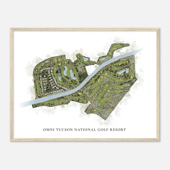 Omni Tucson National Golf Resort Arizona Classic Watercolor Map Golfer Gift Golf Wall Art Golf Poster Print Course Layout