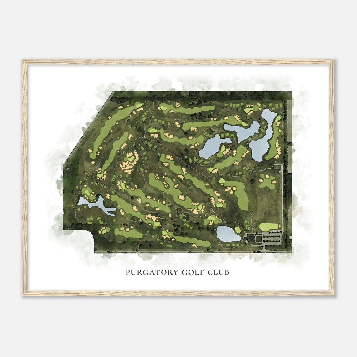 Purgatory Golf Club Indiana Classic Watercolor Course Map Poster - Image 2