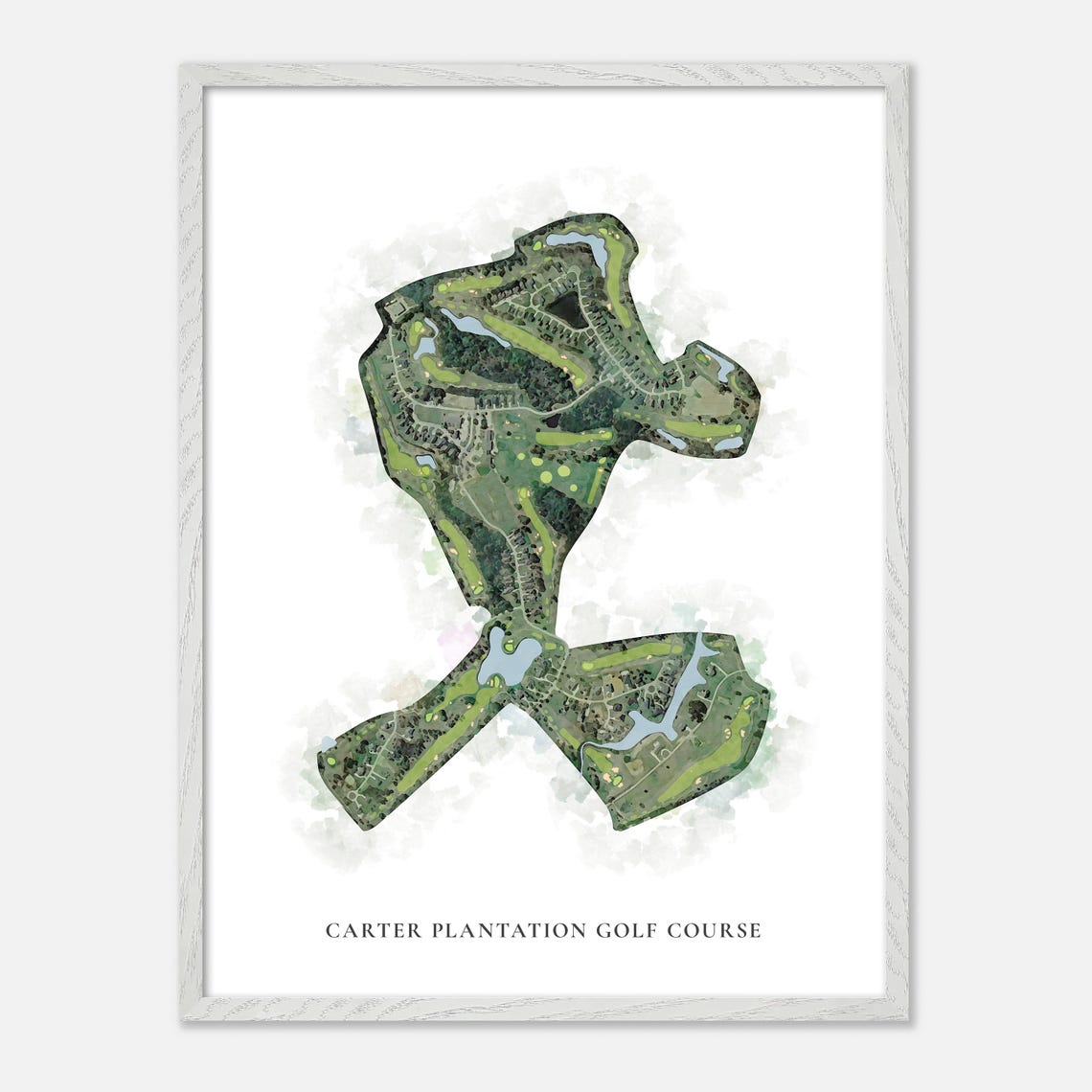 Carter Plantation Golf Course Watercolor Aerial Layout Map Poster - Image 2
