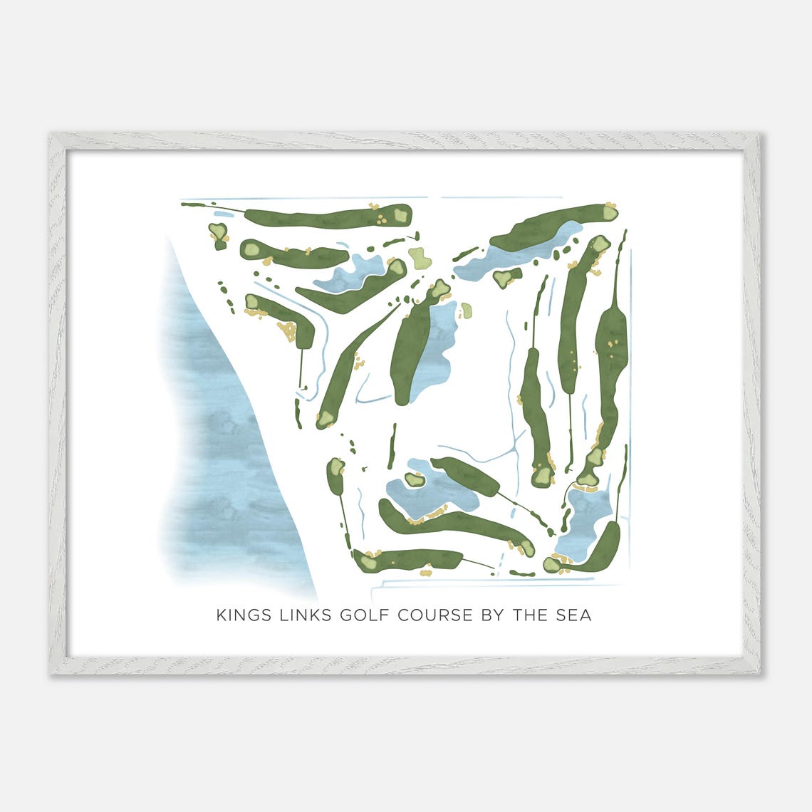 Kings Links Golf Course by the Sea Modern Watercolor Map Poster - Image 3