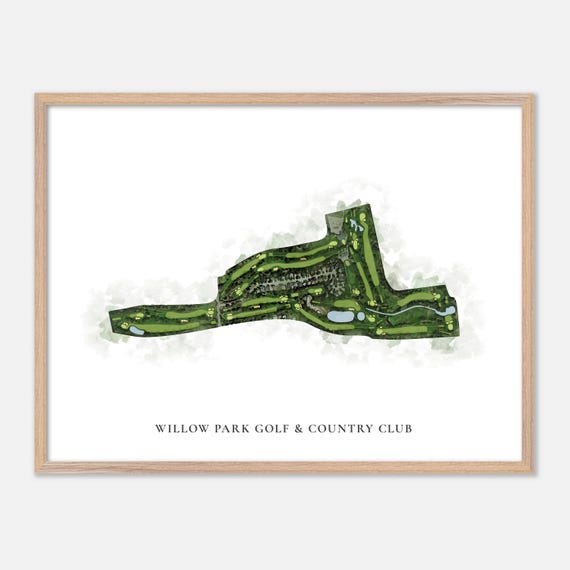 Willow Park Golf Country Club In Canada Classic Watercolor Map Golfer Gift Golf Wall Art Golf Poster Print Course Layout