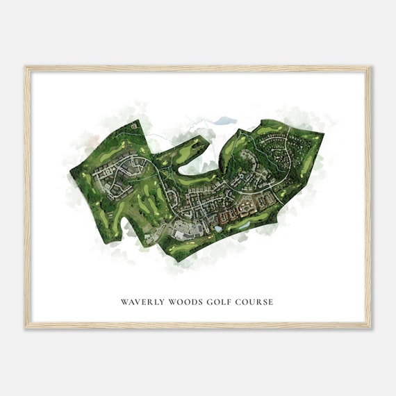 Waverly Woods Golf Course Maryland Classic Watercolor Map Golfer Gift Golf Wall Art Golf Poster Print Course Layout