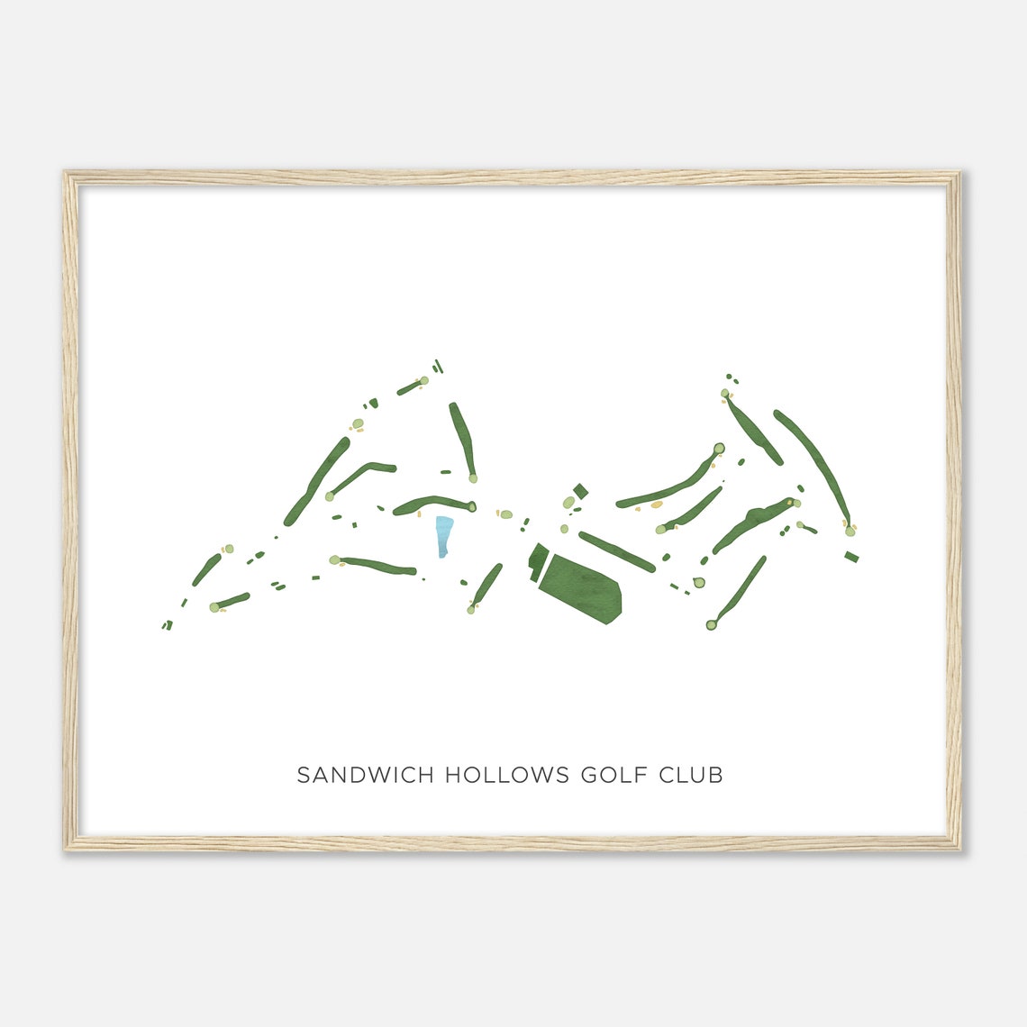 Sandwich Hollows Golf Club Course Map Modern Watercolor Poster Gift