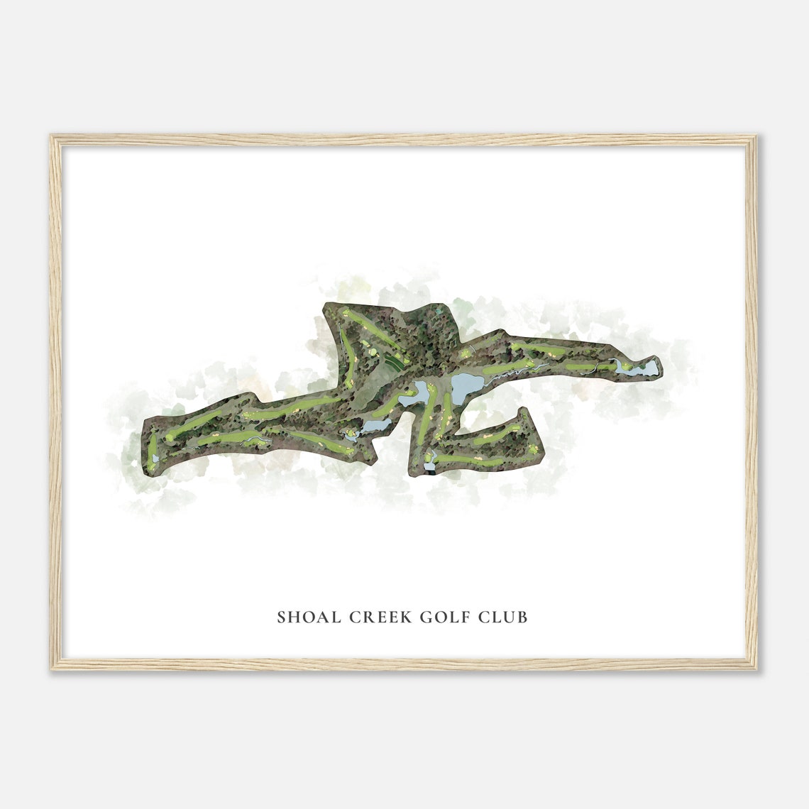 Shoal Creek Golf Club Alabama Classic Watercolor Golf Map Poster