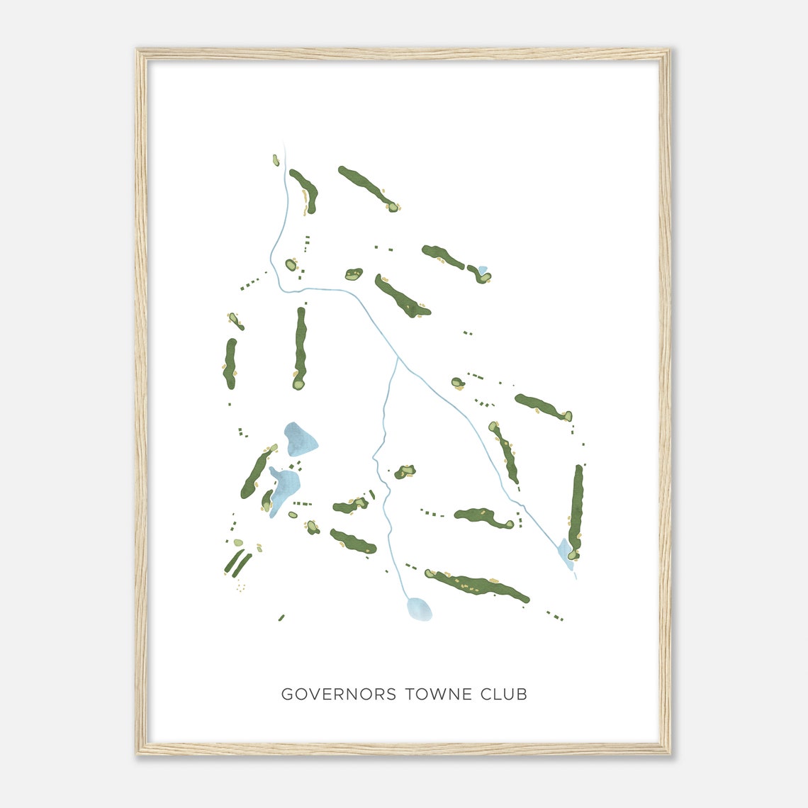 Governors Towne Club Beautiful Minimalist Fairway Line Map Art Poster