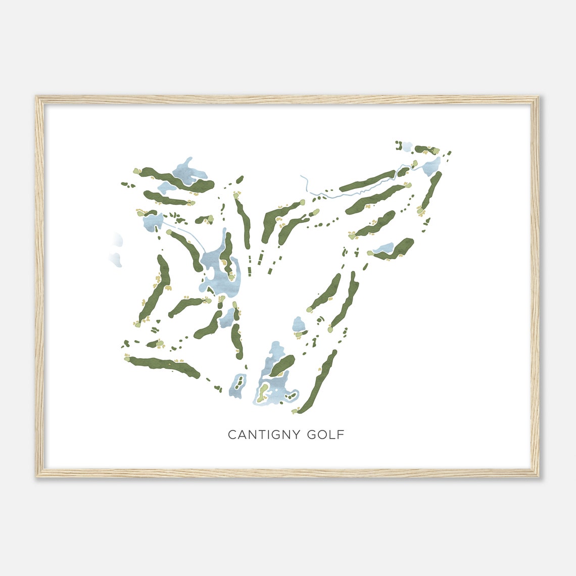 Cantigny Golf Modern Watercolor Golf Course Layout Map Art Poster - Image 2
