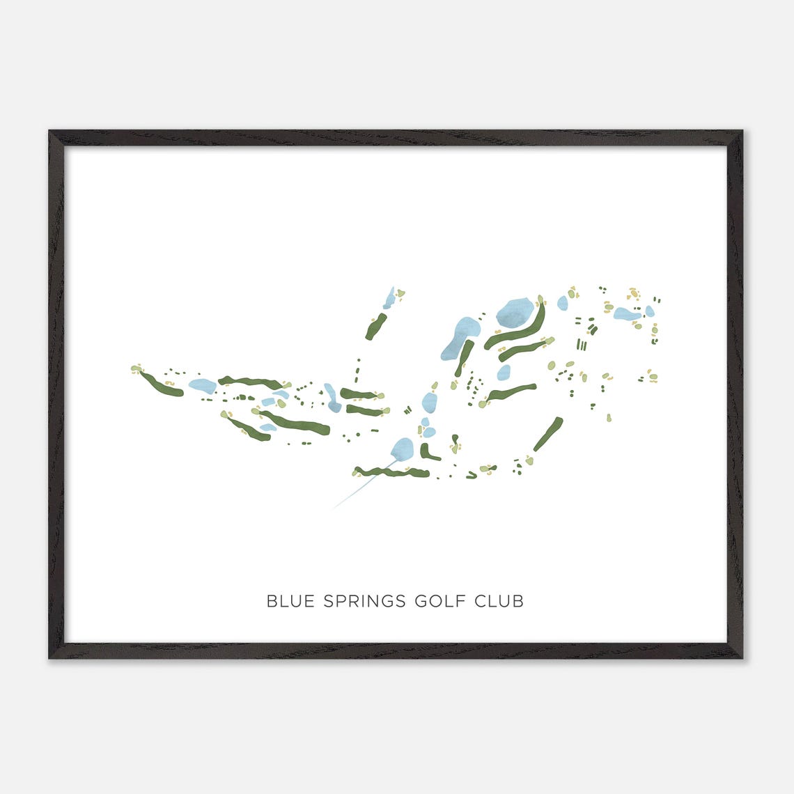 Blue Springs Golf Club Modern Minimalist Watercolor Map Poster - Image 4