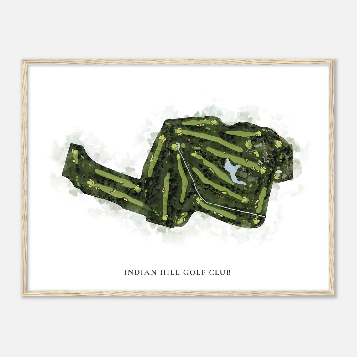 Indian Hill Golf Club Watercolor Aerial Map Course Art Poster