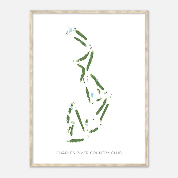Charles River Country Club Massachusetts Modern Watercolor Map Golfer Gift Golf Wall Art Golf Poster Print Course Layout