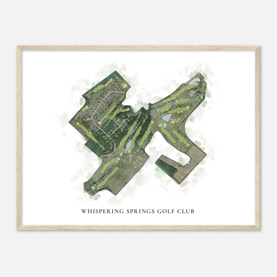Whispering Springs Golf Club Watercolor Aerial Golf Course Map Poster - Image 2