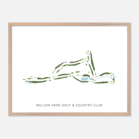 Willow Park Golf Country Club In Canada Modern Watercolor Map Golfer Gift Golf Wall Art Golf Poster Print Course Layout