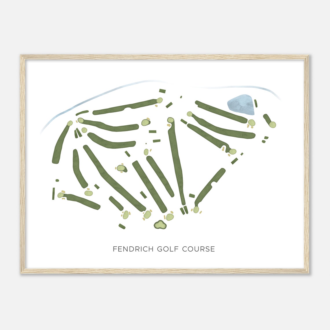 Fendrich Golf Course Indiana Modern Watercolor Map Golfer Gift Golf Wall Art Golf Poster Print Course Layout