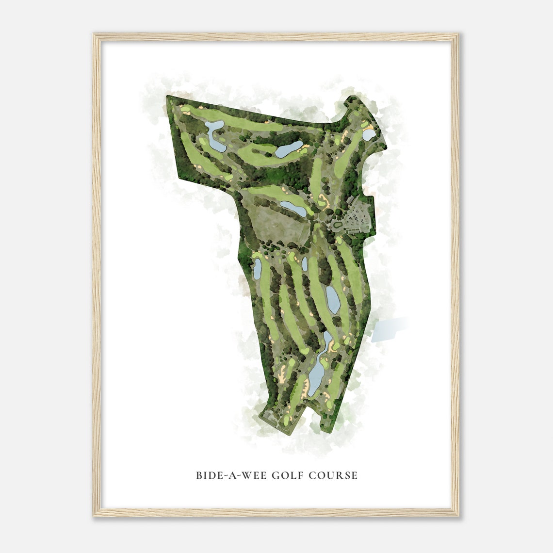 Bide-A-Wee Golf Course Virginia Classic Watercolor Golf Map Poster