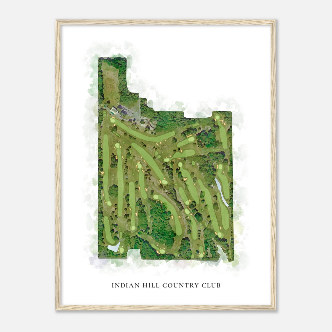 Indian Hill Country Club Classic Watercolor Aerial Course Map Poster - Image 2