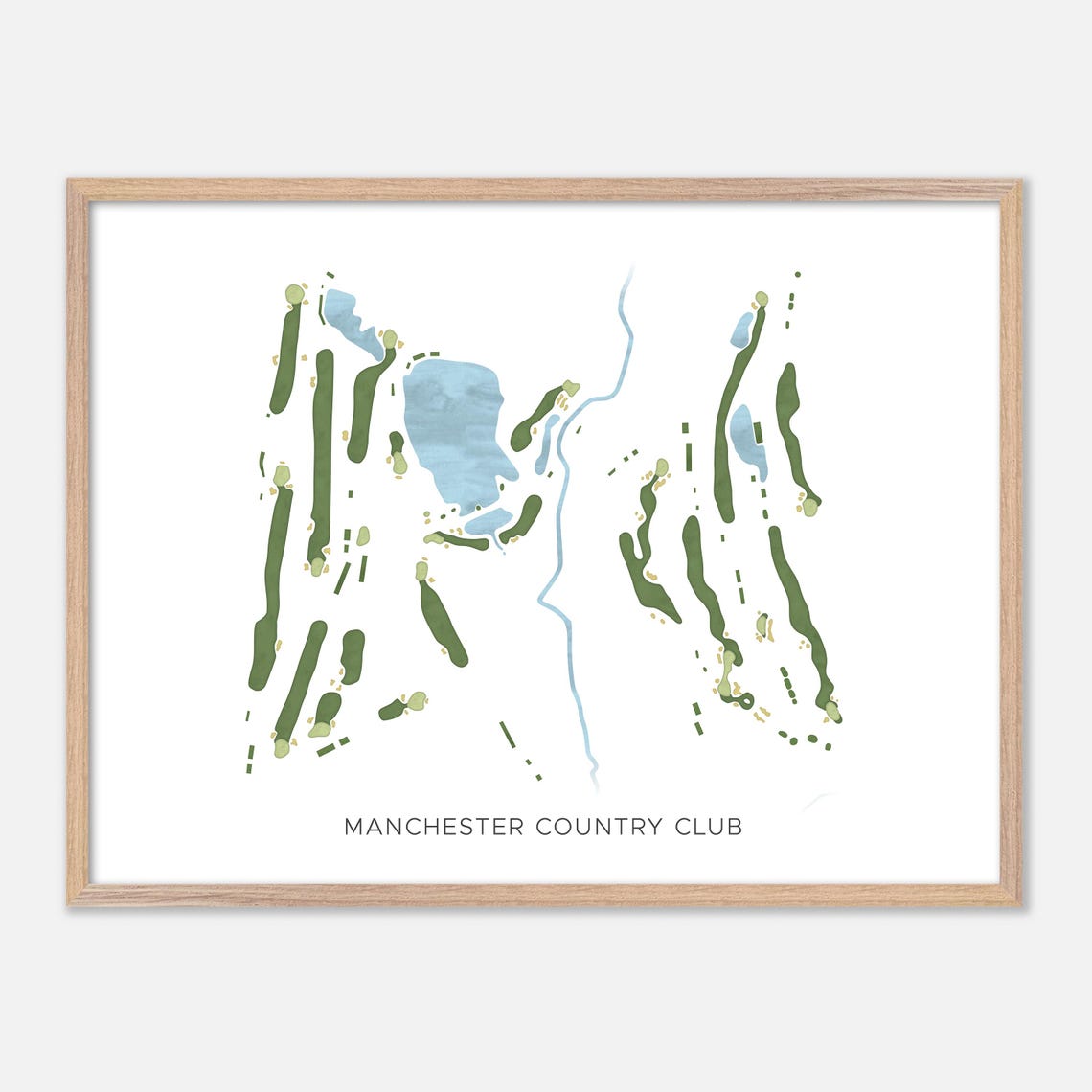 Manchester Country Club Modern Watercolor Golf Course Map Art Print