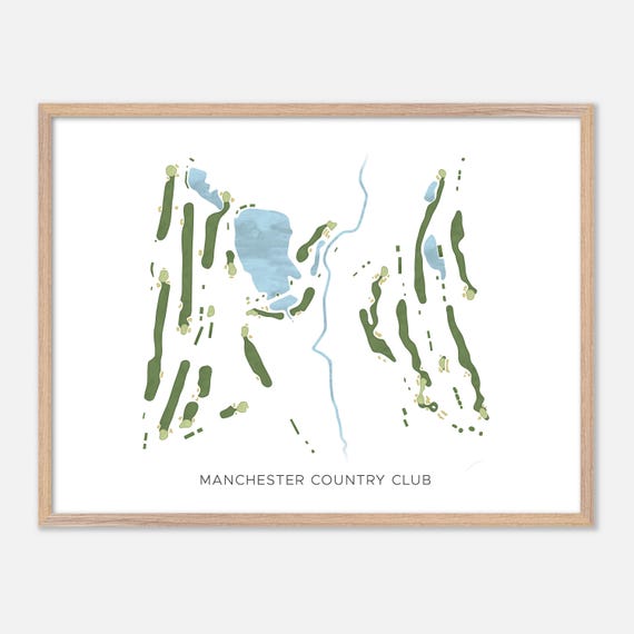 Manchester Country Club In Manchester Vermont Modern Watercolor Map Golfer Gift Golf Wall Art Golf Poster Print Course Layout