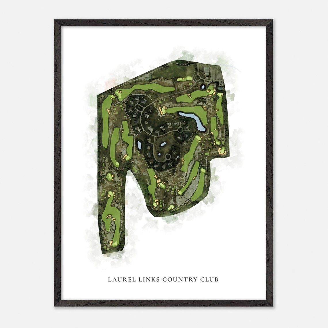 Laurel Links Country Club Mattituck New York Classic Watercolor Golf Map Poster - Image 3
