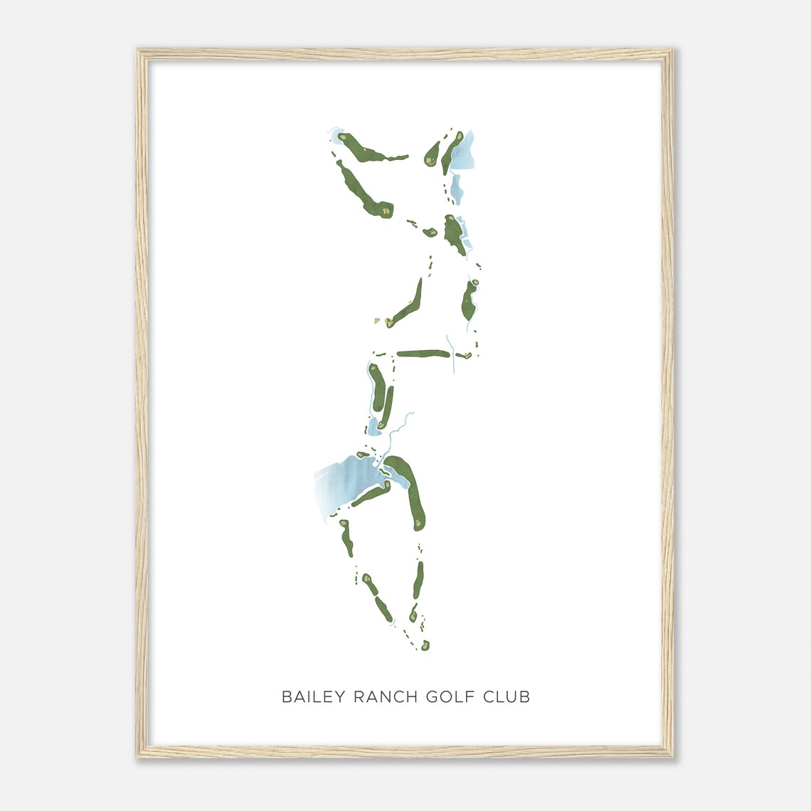 Bailey Ranch Golf Club Oklahoma Modern Watercolor Course Map Poster - Image 2