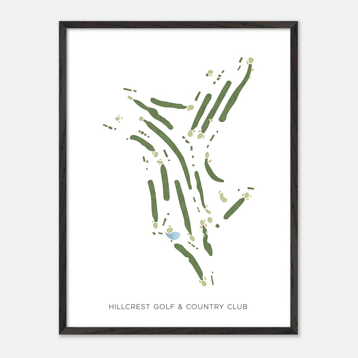 Hillcrest Golf Country Club Modern Minimalist Watercolor Map Poster - Image 3