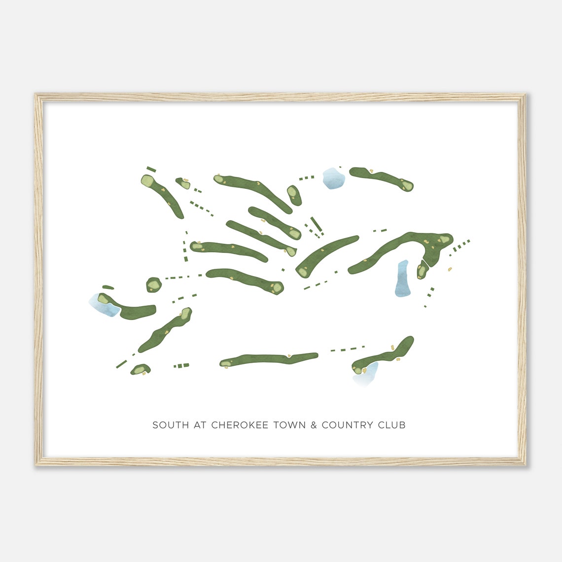 Cherokee Town Country Club South Course Minimal Map Golf Art Poster - Image 2