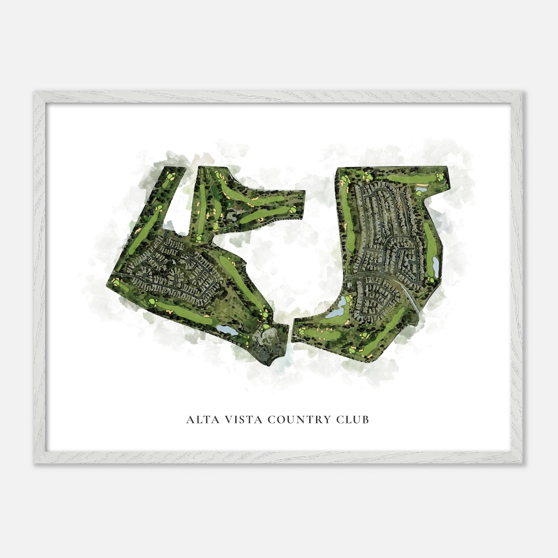 Alta Vista Country Club Placentia California Classic Watercolor Golf Map Poster - Image 4