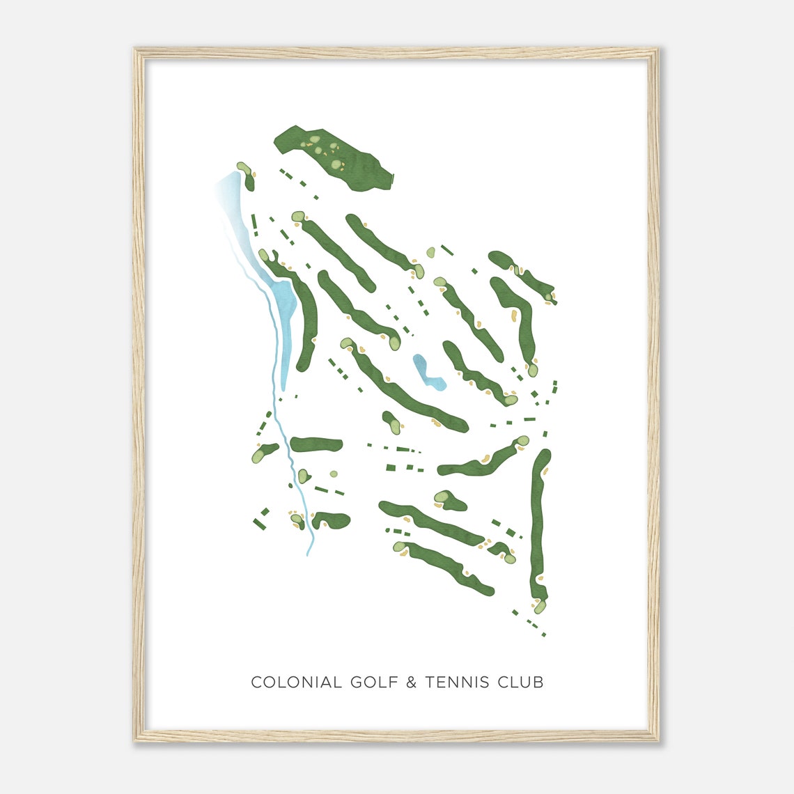 Colonial Golf and Tennis Club Modern Watercolor Course Map Poster - Image 2