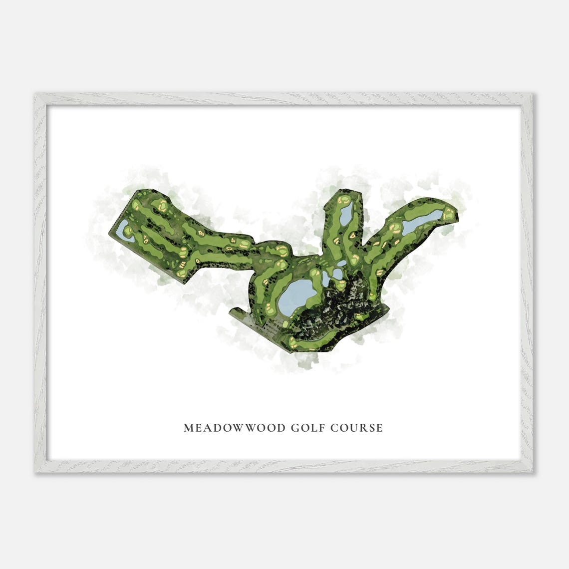 Meadowwood Golf Course Watercolor Aerial Map Green Fairways Poster - Image 4