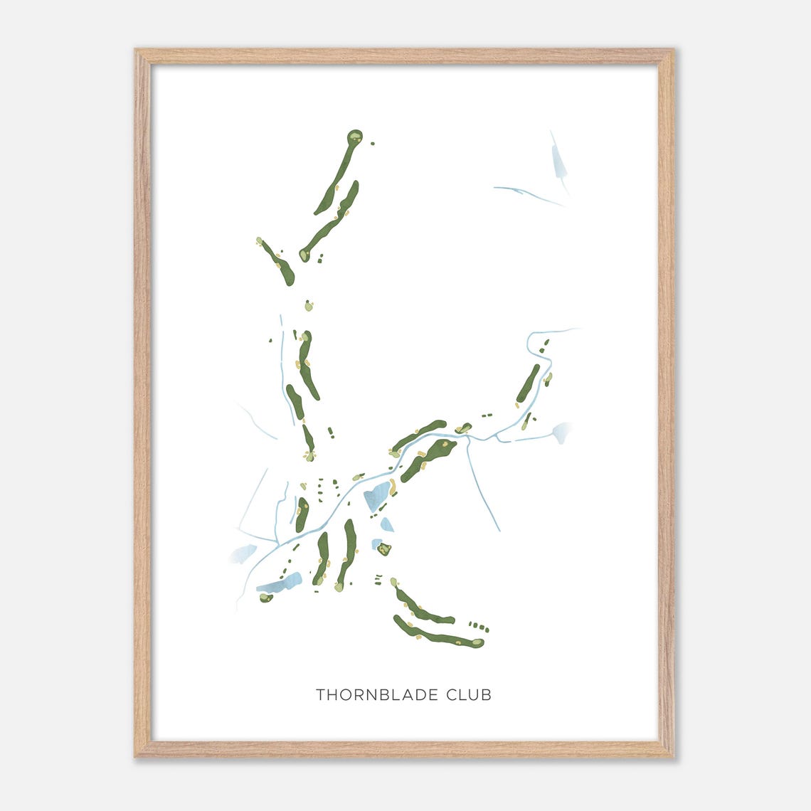 Thornblade Club Modern Minimalist Watercolor Course Map Poster - Image 2